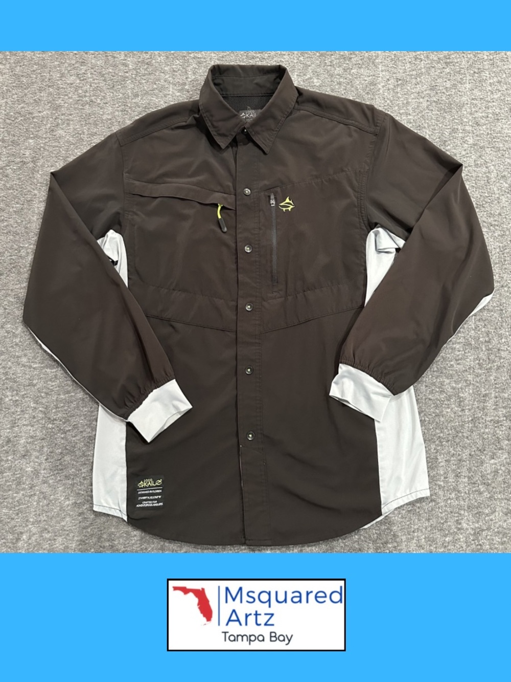 Loco Skail Technical Fishing Shirt Ventilated Long Sleeve Black Gray Small